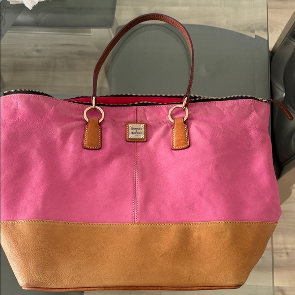 Dooney & Bourke Pink and Brown Leather Tote